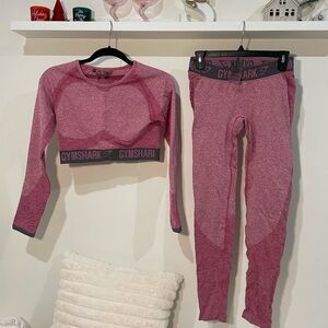 Gymshark OG Flex Long Sleeve Top and Leggings set in Dusty Pink Charcoal